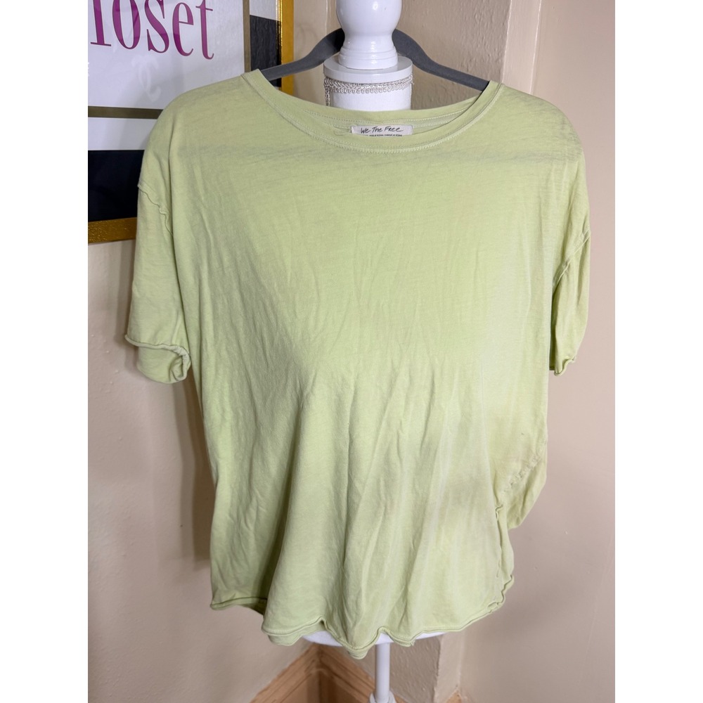 We The Free Free People Lime Green Short Sleeve Seam Back Tee Shirt Small